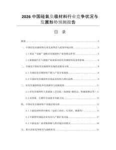 2026中國硅氧負(fù)極材料行業(yè)競爭狀況與發(fā)展形勢預(yù)測報(bào)告