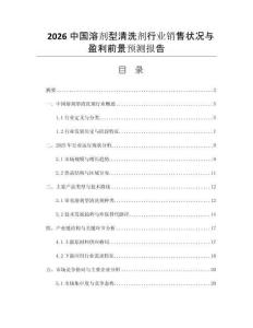 2026中國溶劑型清洗劑行業(yè)銷售狀況與盈利前景預(yù)測報告