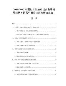 2025-2030中國化工輕油市場占有率格局現(xiàn)狀與供需平衡趨勢預(yù)測研究報(bào)告