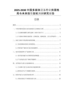 2025-2030中國多媒體設備行業(yè)供需格局與未來投資契機預測研究報告