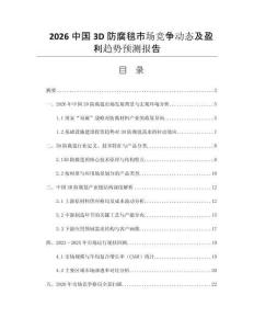 2026中國3D防腐毯市場競爭動態(tài)及盈利趨勢預(yù)測報告