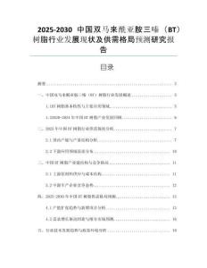 2025-2030中國雙馬來酰亞胺三嗪（BT）樹脂行業(yè)發(fā)展現(xiàn)狀及供需格局預(yù)測研究報告
