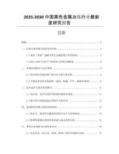 2025-2030中國黑色金屬冶煉行業(yè)最新度研究報告