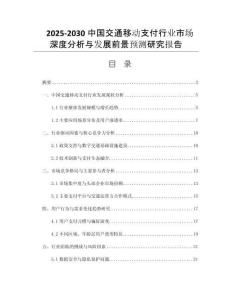 2025-2030中國交通移動(dòng)支付行業(yè)市場(chǎng)深度分析與發(fā)展前景預(yù)測(cè)研究報(bào)告