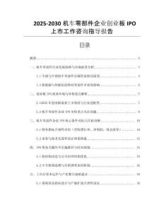 2025-2030機(jī)車零部件企業(yè)創(chuàng)業(yè)板IPO上市工作咨詢指導(dǎo)報(bào)告