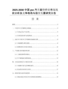2025-2030中國pvc汽車腳墊行業(yè)市場現(xiàn)狀分析及競爭格局與投資發(fā)展研究報告