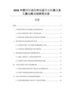 2026中國鉛鋅冶煉市場運營風(fēng)險建議及發(fā)展戰(zhàn)略規(guī)劃研究報告