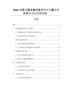2026中國鹽酸洛美沙星片行業(yè)發(fā)展趨勢及投資動態(tài)預(yù)測報(bào)告