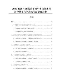 2025-2030中國露營手推車市場需求預(yù)測分析與競爭戰(zhàn)略規(guī)劃研究報告