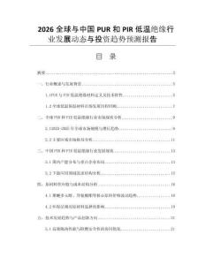 2026全球與中國PUR和PIR低溫絕緣行業(yè)發(fā)展動態(tài)與投資趨勢預(yù)測報(bào)告