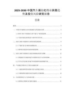 2025-2030中國汽車保險杠行業(yè)供需趨勢及投資風險研究報告