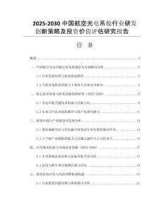 2025-2030中國航空光電吊艙行業(yè)研發(fā)創(chuàng)新策略及投資價值評估研究報告