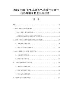 2026中國(guó)HEPA高效空氣濾膜行業(yè)運(yùn)行趨勢(shì)與需求前景預(yù)測(cè)報(bào)告