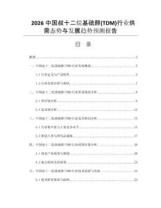 2026中國(guó)叔十二烷基硫醇(TDM)行業(yè)供需態(tài)勢(shì)與發(fā)展趨勢(shì)預(yù)測(cè)報(bào)告
