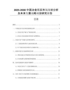 2025-2030中國(guó)冶金石灰市場(chǎng)現(xiàn)狀分析及未來(lái)發(fā)展戰(zhàn)略規(guī)劃研究報(bào)告