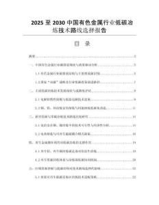 2025至2030中國(guó)有色金屬行業(yè)低碳冶煉技術(shù)路線選擇報(bào)告