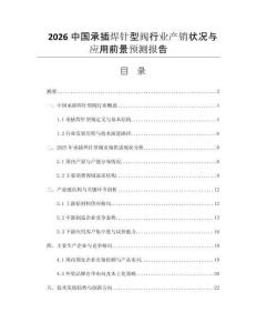 2026中國承插焊針型閥行業(yè)產(chǎn)銷狀況與應(yīng)用前景預(yù)測報(bào)告