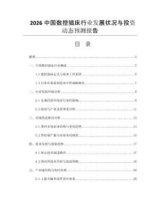 2026中國數(shù)控插床行業(yè)發(fā)展?fàn)顩r與投資動態(tài)預(yù)測報(bào)告