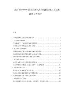 2025至2030中國氫能源汽車市場供需格局及技術路線分析報告