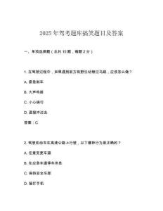 2025年駕考題庫搞笑題目及答案