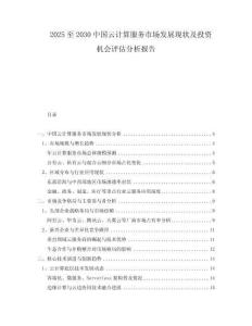 2025至2030中國云計算服務(wù)市場發(fā)展現(xiàn)狀及投資機會評估分析報告