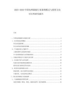 2025-2030中國(guó)電網(wǎng)儲(chǔ)能行業(yè)盈利模式與投資方向可行性研究報(bào)告
