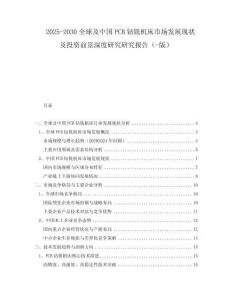 2025-2030全球及中國PCB鉆銑機床市場發(fā)展現(xiàn)狀及投資前景深度研究研究報告（-版）