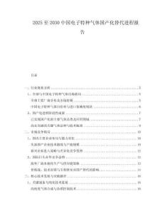 2025至2030中國電子特種氣體國產(chǎn)化替代進(jìn)程報(bào)告