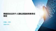 網(wǎng)絡(luò)安全法對(duì)個(gè)人隱私泄露的刑事責(zé)任規(guī)定