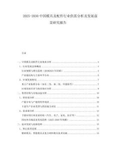 2025-2030中國模具及配件行業(yè)供需分析及發(fā)展前景研究報告
