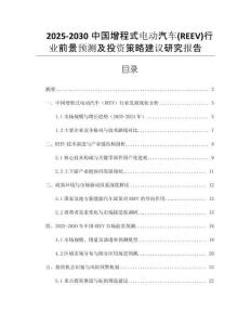 2025-2030中國(guó)增程式電動(dòng)汽車(REEV)行業(yè)前景預(yù)測(cè)及投資策略建議研究報(bào)告