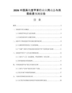 2026中國高純度甲苯行業(yè)應(yīng)用動態(tài)與供需前景預(yù)測報告