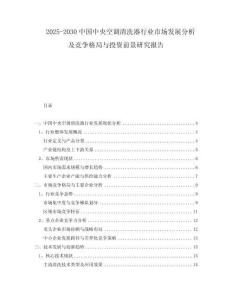 2025-2030中國中央空調(diào)清洗器行業(yè)市場發(fā)展分析及競爭格局與投資前景研究報告