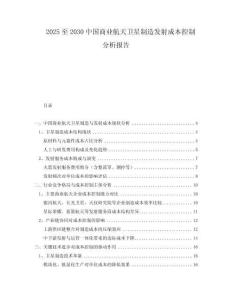 2025至2030中國(guó)商業(yè)航天衛(wèi)星制造發(fā)射成本控制分析報(bào)告