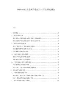 2025-2030貴金屬合金項目可行性研究報告