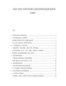 2025-2030中國冷軋鋼行業(yè)供需趨勢及投資風(fēng)險(xiǎn)研究報(bào)告