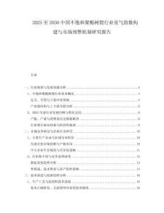 2025至2030中國(guó)不飽和聚酯樹脂行業(yè)景氣指數(shù)構(gòu)建與市場(chǎng)預(yù)警機(jī)制研究報(bào)告