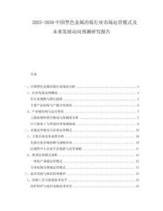 2025-2030中國黑色金屬冶煉行業(yè)市場運(yùn)營模式及未來發(fā)展動(dòng)向預(yù)測研究報(bào)告