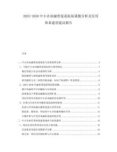 2025-2030中小企業(yè)融資渠道拓展課題分析及信用體系建設(shè)建議報告
