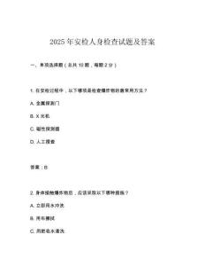 2025年安檢人身檢查試題及答案