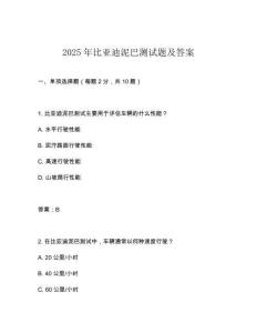 2025年比亞迪泥巴測(cè)試題及答案