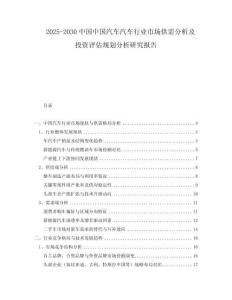 2025-2030中國中國汽車汽車行業(yè)市場供需分析及投資評估規(guī)劃分析研究報告