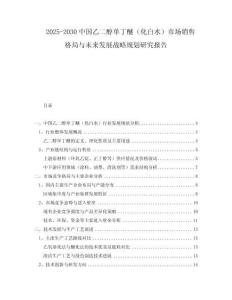 2025-2030中國乙二醇單丁醚（化白水）市場銷售格局與未來發(fā)展戰(zhàn)略規(guī)劃研究報(bào)告
