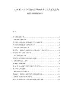 2025至2030中國抗心肌缺血藥物行業(yè)發(fā)展現(xiàn)狀與投資風(fēng)險評估報告
