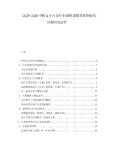 2025-2030中國女士內(nèi)衣行業(yè)深度調(diào)研及投資前景預測研究報告