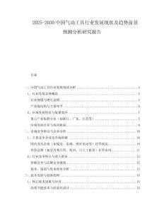 2025-2030中國氣動工具行業(yè)發(fā)展現(xiàn)狀及趨勢前景預(yù)測分析研究報告