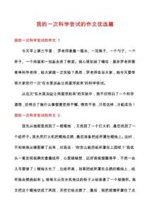 我的一次科学尝试的作文优选篇