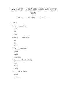 2025年小學(xué)二年級(jí)英語語法語法知識(shí)鞏固測試卷