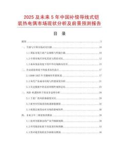 2025及未來5年中國補(bǔ)償導(dǎo)線式鎧裝熱電偶市場現(xiàn)狀分析及前景預(yù)測報(bào)告