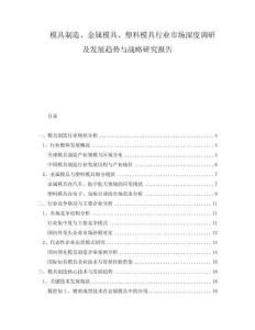 模具制造、金屬模具、塑料模具行業(yè)市場深度調(diào)研及發(fā)展趨勢與戰(zhàn)略研究報告